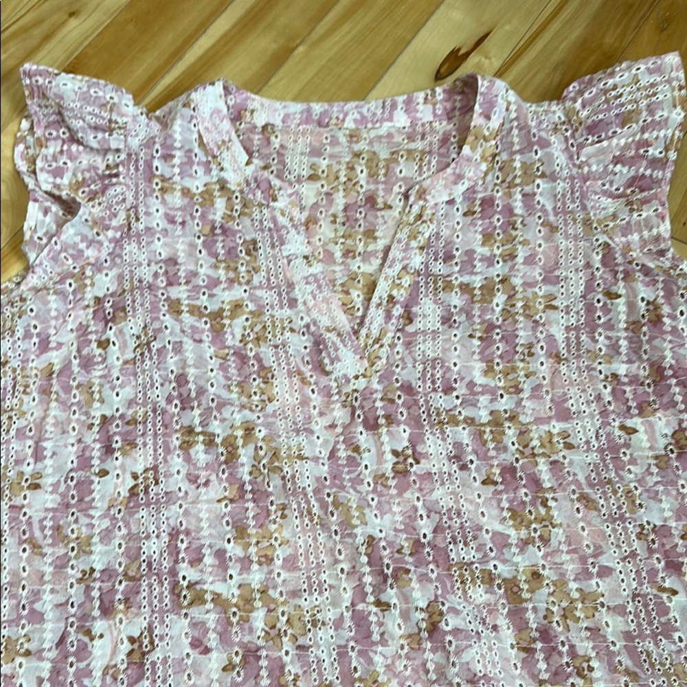Eyelet Pink and White Women's Top